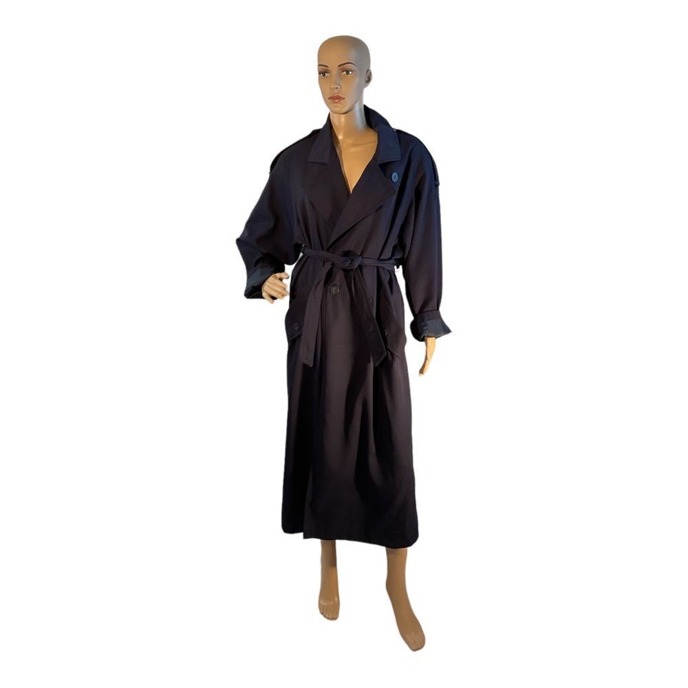 J. Gallery Women’s Vintage Blue Trench Coat Fall Winter Jacket Size 11/12